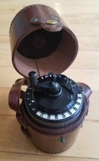 Curta Mechanical Calculator LEATHER CASE in vintage 7