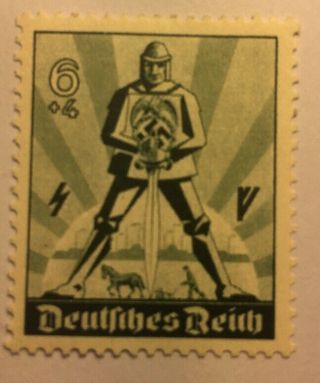 Wwii German 3rd Reich Nazi Stormtrooper W/sword Swastika Stamp Mnh