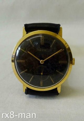 1959 Vintage 9ct Solid Gold Hefik Gents Mans Wristwatch Wrist Watch