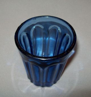 Antique Vtg 19th C 1840 ' s Cobalt Blue Paneled Shot Glass Small Tumbler 2