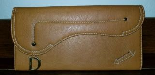 Christian Dior Calfskin Saddle Wallet Clutch Purse Vintage Italy 100 Authentic