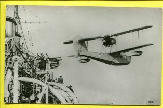 1933 - 44 Supermarine Walrus Amphibian Catapulted Off Ship Vintage Photo