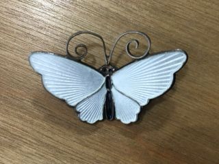 Vtg David Andersen Sterling Enamel Butterfly Pin Brooch White Norway