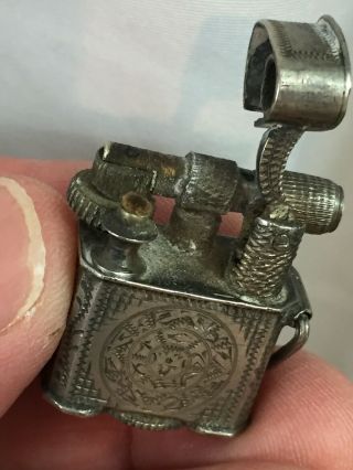 2 Miniature Vintage Sterling Silver Lift Arm Pocket Lighters 12