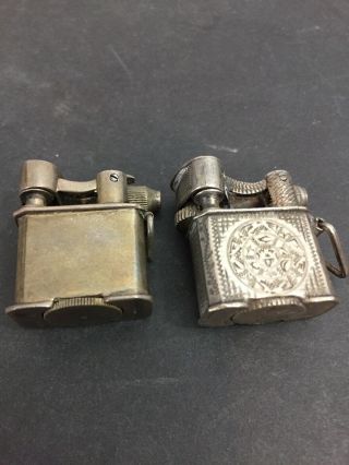 2 Miniature Vintage Sterling Silver Lift Arm Pocket Lighters 2