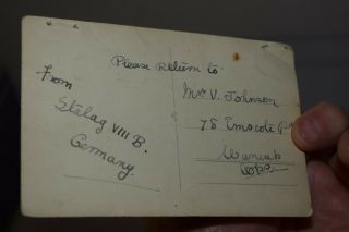 antique ww2 CANADIAN SOLDIER germany stalag viii prisoner of war camp postcard 2