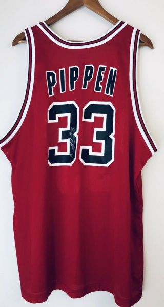 Scottie Pippen signed Chicago Bulls Vintage Champion Brand autograph Jersey JSA 2