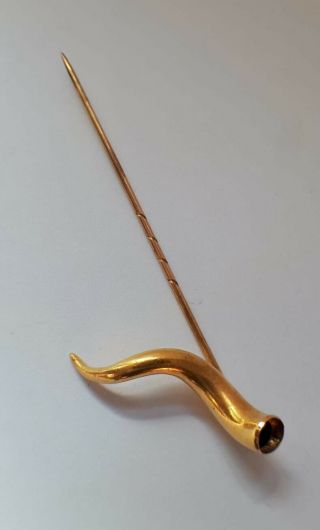 Wonderful 18ct And 9ct Gold Cornucopia Stick Pin - Horn Of Plenty
