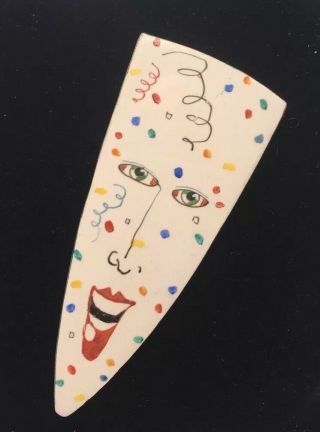 Rare Signed Fred Babb Large One - Of - A - Kind Confetti Colors Face Pin Ooak