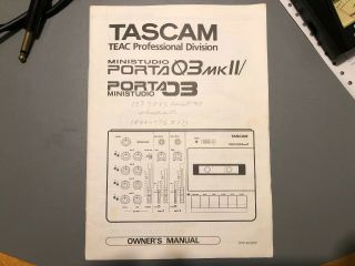 Vintage Tascam Porta 03 Mini Studio Cassette Multi Track Record.  Microphones. 8