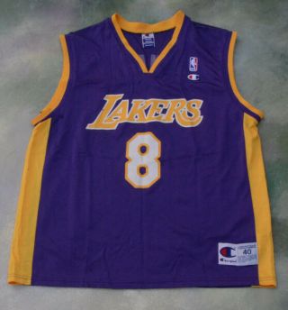 Vintage Champion Nba Los Angeles Lakers Kobe Bryant 8 Jersey Size 40.