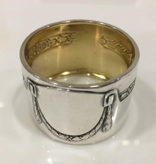 Very Attractive,  Unusual,  Ornate Sterling Silver Napkin Ring With No Monogram