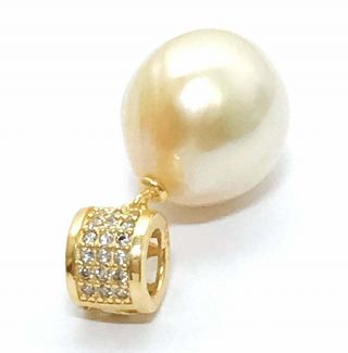 Lustrous Gold Australian South Sea 15.  2 X 15.  7mm Baroque Pearl Vintage Pendant