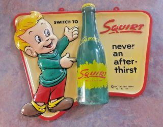 Rare 1956 Squirt Soda Boy Sign - Vintage - Vacuum Formed Plastic