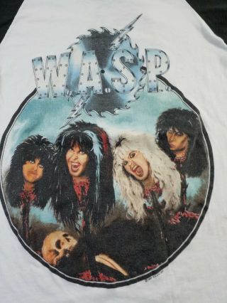 Vtg 1986 W.  A.  S.  P.  The Last Commando Tour Concert Raglan T Shirt 50/50 Usa Med