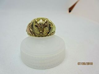 Vintage 10k Black Hills Gold Masonic Ring Size 10
