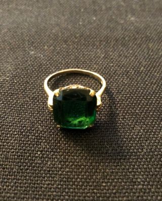 Vintage Faux - Emerald,  10k Gold Ring