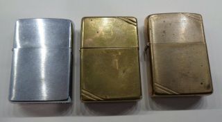 3 Vintage Zippo Lighters One Early One,  Commemorative