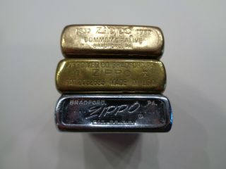 3 Vintage Zippo Lighters One Early One,  Commemorative 3
