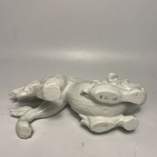 2 Rare Pair White Porcelain Blanc De Chine Foo Shi Dogs Fitz and Floyd Vtg 4