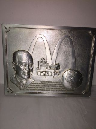 Vintage Cast Sign Rare Mcdonalds Ray Kroc Restaurant Wall Plaque Sign 18x14 1983