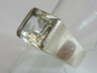 Stunning Vintage Rock Crystal & Sterling Silver Ring By Bengt Hallberg Size Q