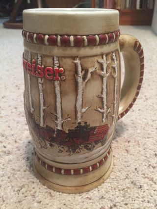 1981 Budweiser Beer Stein Cs - 50 Snowy Woodlands Holiday Mug Vintage