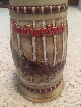 1981 Budweiser Beer Stein CS - 50 Snowy Woodlands Holiday Mug Vintage 2