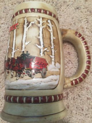 1981 Budweiser Beer Stein CS - 50 Snowy Woodlands Holiday Mug Vintage 6