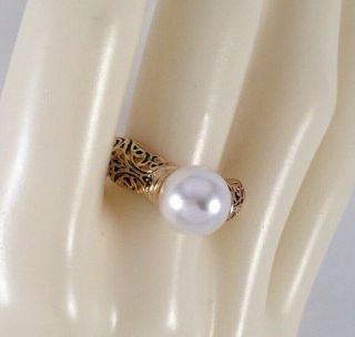 Vintage Jewellery Filigree Gold Ring With White Pearl Antique Dress Jewelry