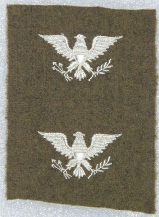 Cloth Army Officer Collar Insignia: Colonel (pair) - Felt War Eagles