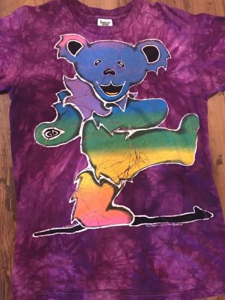 Vintage 1995 Grateful Dead The Mountain Bear Batik Tie Dye T Shirt Sz L