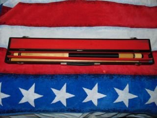 Vintage Palmer " Ray Martin " Signature Pool Cue & Hard Black Latching Coffin Case