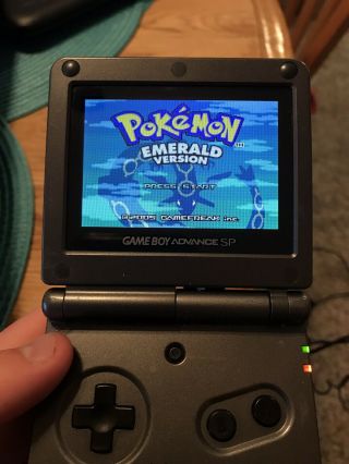 Nintendo Game Boy Sp With Pokémon Emerald,  Vintage Case,  Charger,  And More
