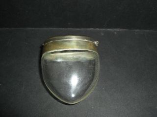 Unusual Antique Small Silver Plate,  Glass Heart Shaped Vesta Case.