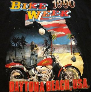 Vintage Medium Harley Davidson 3d Emblem Daytona Beach Bike Week 1990 Shirt