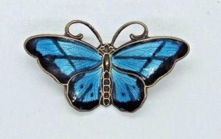 Vintage Sterling Silver Norwegian Enamel Butterfly Brooch.