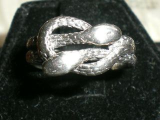 Antique Edwardian Sterling 925 Silver Double Head Snake Ring Size Q