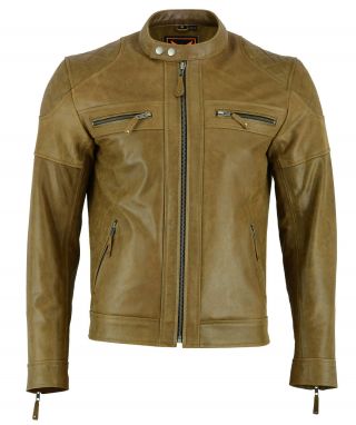 Mens Classic Vintage Two Tone Top - Grain Cowhide Bicker Leather Jacket