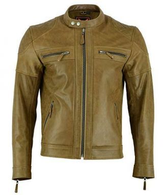 Mens Classic Vintage Two Tone Top - Grain Cowhide Bicker Leather Jacket 5