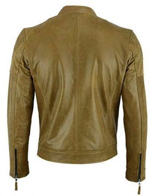 Mens Classic Vintage Two Tone Top - Grain Cowhide Bicker Leather Jacket 6