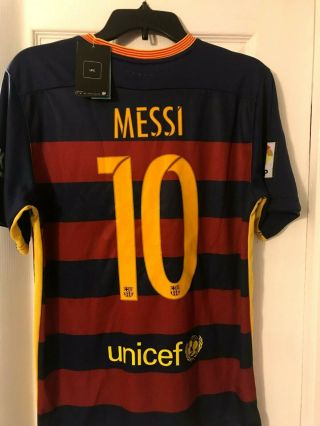 Nwt Vtg Nike Fc Barcelona 2015 - 16 Soccer Futbol Jersey Kit Men (sz M) 10 Messi