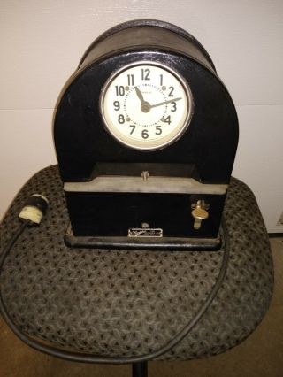 Vintage Tombstone Simplex Time Recorder Co.  Time Clock Gardner,  Mass Label