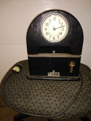 Vintage Tombstone Simplex Time Recorder Co.  time clock Gardner,  MASS label 2