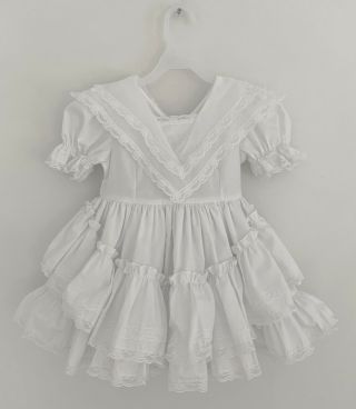 Vintage Lilo Toddler Girls Party Dress Sz 4t Ruffle White Lace Layered Skirt Bow