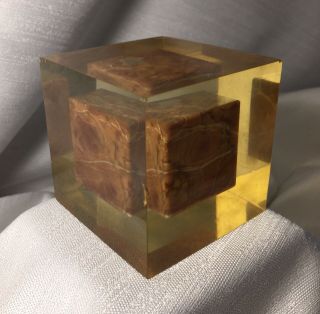 Rare/Early/ENZO MARI/Brown Marble Cube into Resin Cube/1960’s/For Danese Milano. 6