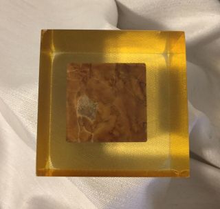 Rare/Early/ENZO MARI/Brown Marble Cube into Resin Cube/1960’s/For Danese Milano. 7
