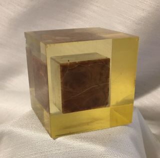 Rare/Early/ENZO MARI/Brown Marble Cube into Resin Cube/1960’s/For Danese Milano. 8