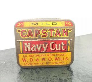 Capstan 1oz Red Yellow Sample Size Tobacco Vintage Australian Tin Rare
