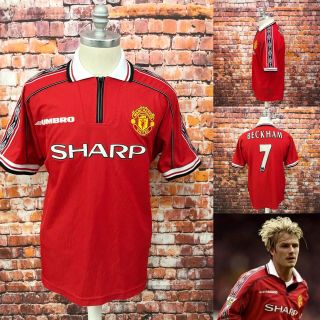 Manchester United Beckham 7 Home Football Shirt Size L 1998/2000 Vintage Umbro